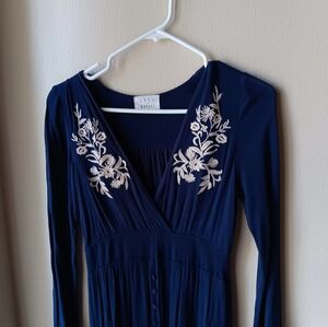 NWOT Lost + WANDER Navy Blue Embroidered Dress